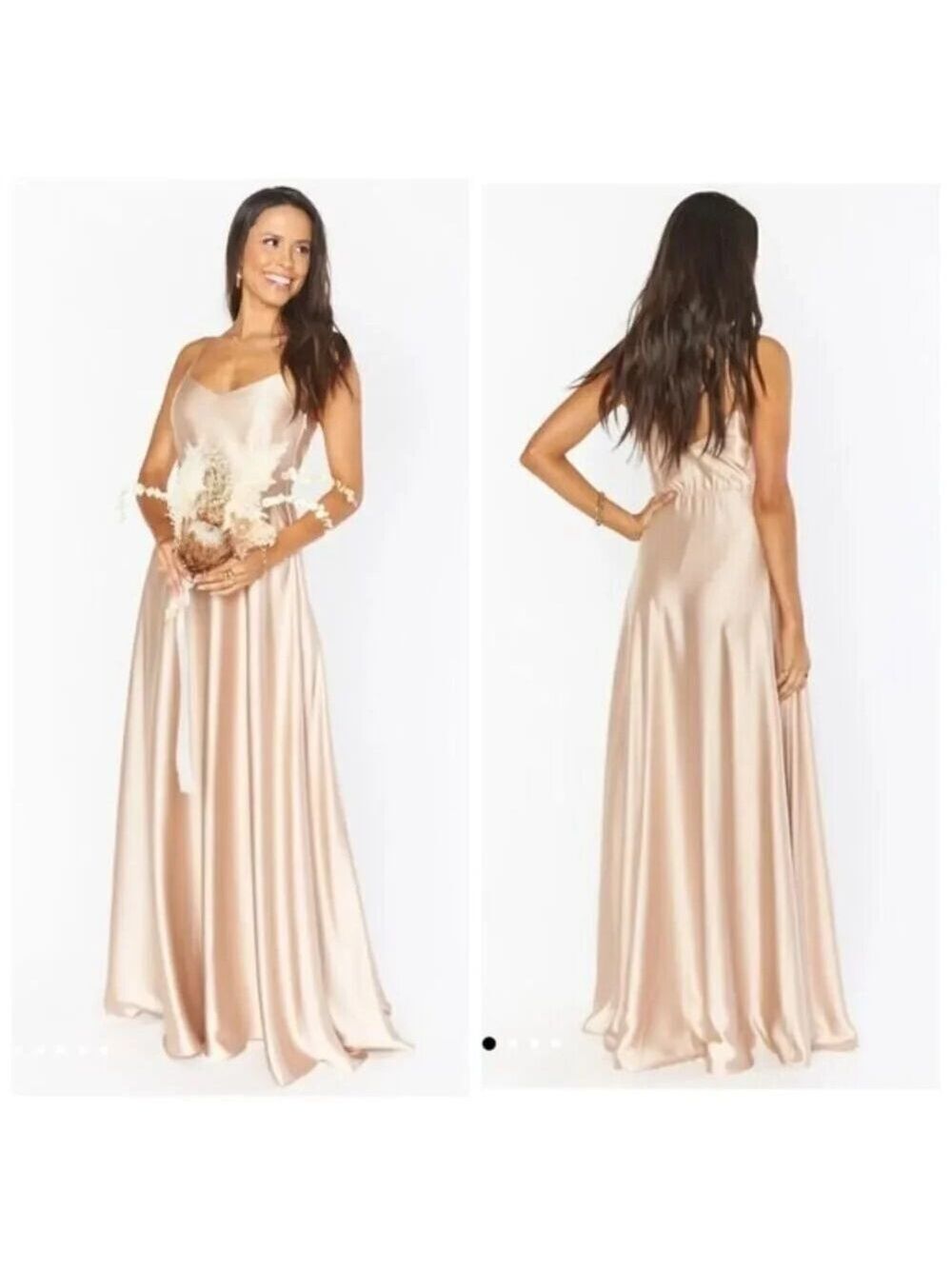 NWOT Show Me Your MuMu Faith Maxi Dress in Champagne Luxe Satin